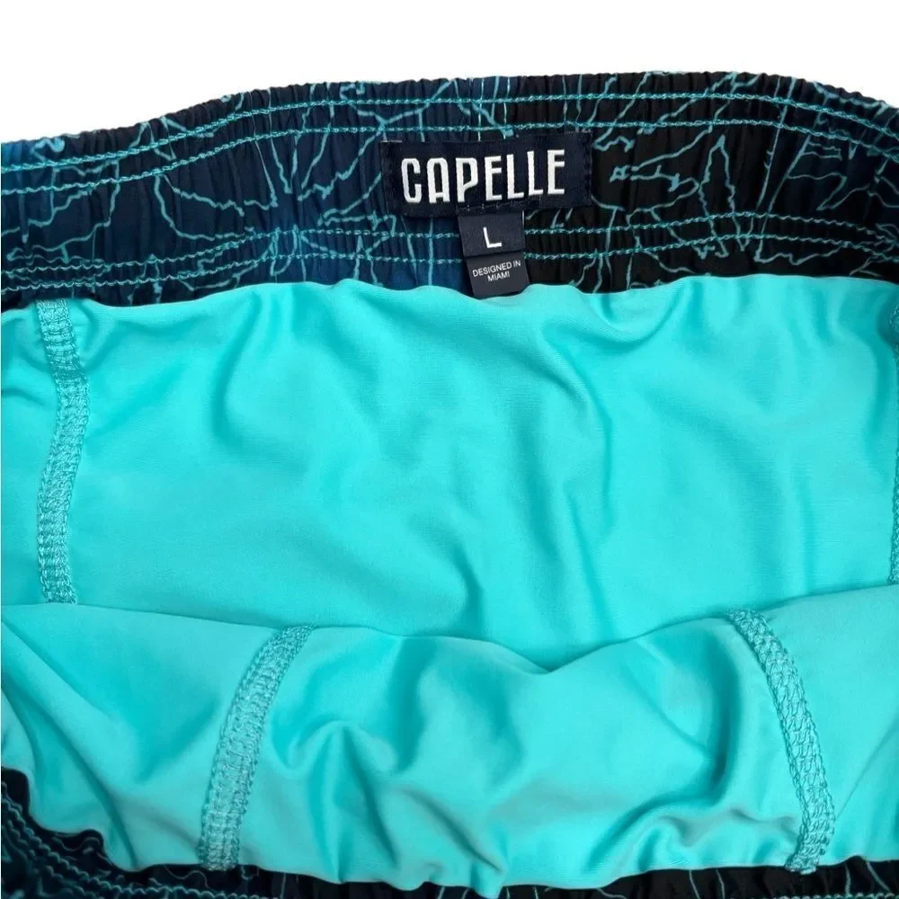 Capelle Miami Foggy Palms Board Shorts Men’s Large Swim Trunks w/Carry Bag